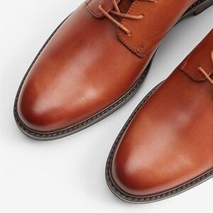 Express Men's Brown Polished Leather Dress Shoes Almond Toe-Lace-Up Size 12